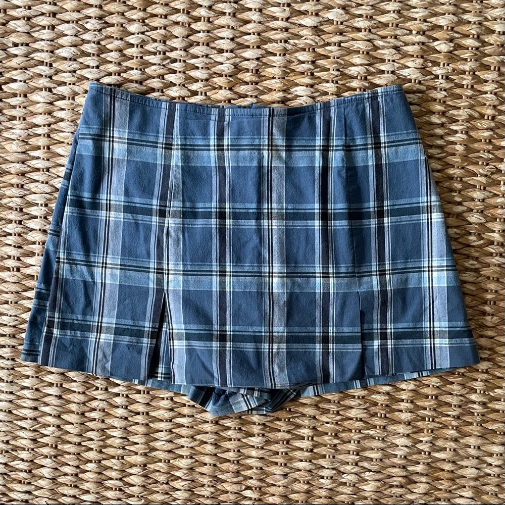 Blue Plaid 90s Mini Skort